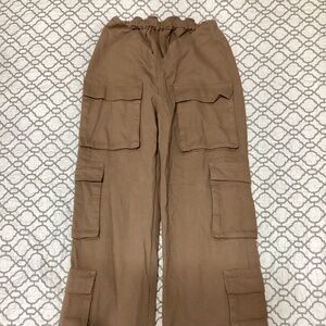 V cut trimmed brown cargo pants